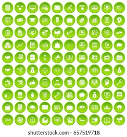 100 business process icons set green circle isolated on white background vector illustration