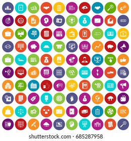 100 business process icons set color