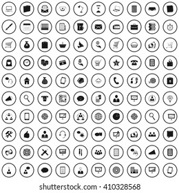 100 Business shopping office commerce sign simple icons set on background. Vector  illustration.