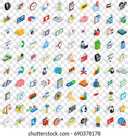 100 business strategy icons set in isometric 3d style for any design vector illustration