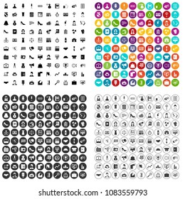 100 business woman icons set vector in 4 variant for any web design isolated on white