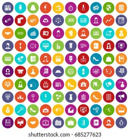 100 business woman icons set color