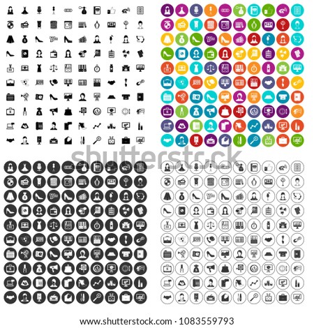 100 business woman icons set vector in 4 variant for any web design isolated on white