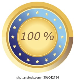 100% button blue on white background