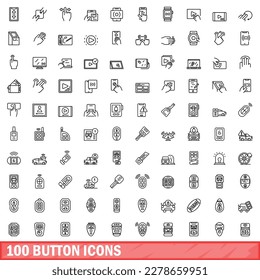 100 button icons set. Outline illustration of 100 button icons vector set isolated on white background