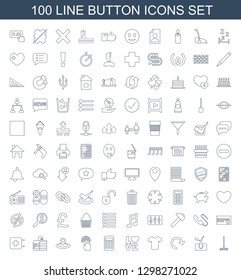 100 button icons. Trendy button icons white background. Included line icons such as rake, shave hair in skin, reload, T shirt, love word, calculator. button icon for web and mobile.