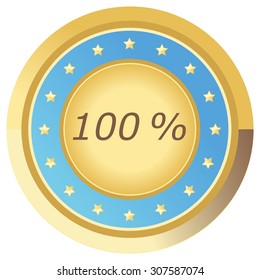 100% button light blue on white background