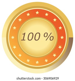 100% button orange on white background