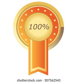 100% button orange on white background