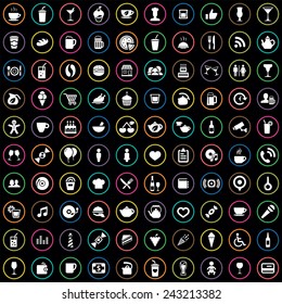 100 cafe icons big universal set 