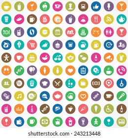 100 cafe icons big universal set 