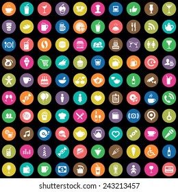 100 cafe icons big universal set 