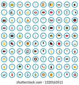 100 cafe icons set in flat style for any design vector illustration