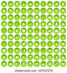 100 cafe icons set green circle isolated on white background vector illustration