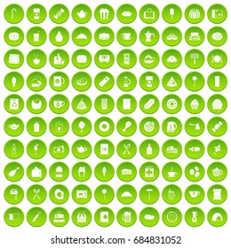 100 cafe icons set green