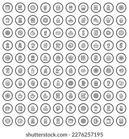 100 cafe icons set. Outline illustration of 100 cafe icons vector set isolated on white background