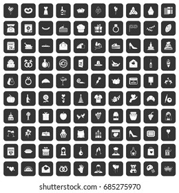 100 cake icons set black