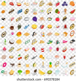 100 cake icons set in isometric 3d style for any design vector illustration