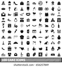100 cake icons set in simple style for any design vector illustration