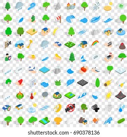 100 calamity icons set in isometric 3d style for any design vector illustration