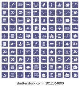 100 calculator icons set in grunge style sapphire color isolated on white background vector illustration