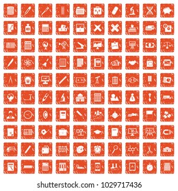 100 calculator icons set in grunge style orange color isolated on white background vector illustration
