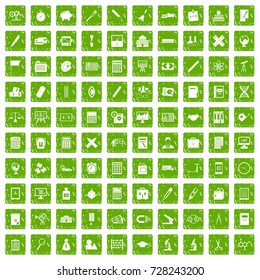 100 calculator icons set in grunge style green color isolated on white background vector illustration