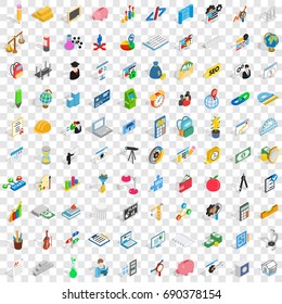 100 calculator icons set in isometric 3d style for any design vector illustration