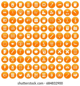 100 calculator icons set orange