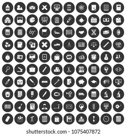 100 calculator icons set in simple style white on black circle color isolated on white background vector illustration
