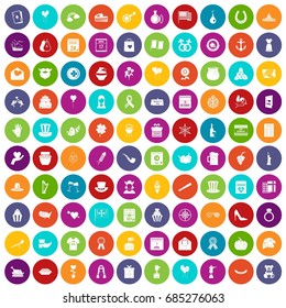 100 calendar icons set color