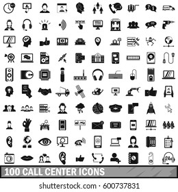 100 call center icons set in simple style for any design vector illustration