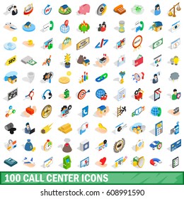 100 call center icons set in isometric 3d style for any design vector illustration