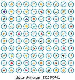 100 calories icons set in isometric 3d style for any design vector illustration