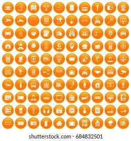 100 camera icons set orange