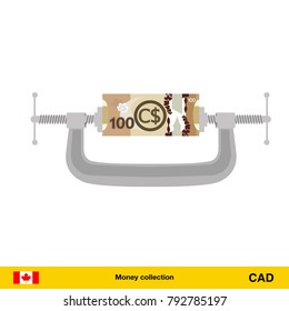 100 Canadian dollar banknote. Canadian dollar banknote vector illustration.