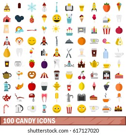 100 candy icons set in flat style for any design vector illustration