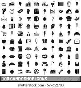 100 candy shop icons set in simple style for any design vector illustration