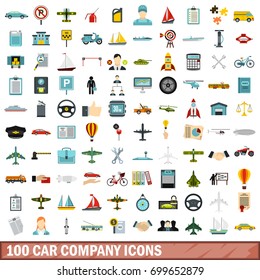 100 car company icons set in flat style for any design vector illustration