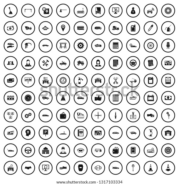 100 car company icons set in simple style\
for any design vector\
illustration