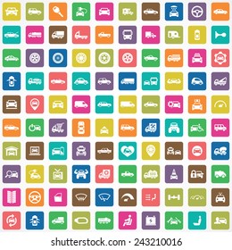 100 car icons big universal set 