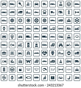 100 car icons big universal set 