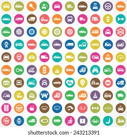 100 car icons big universal set 