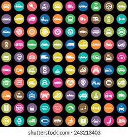 100 car icons big universal set 