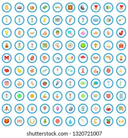 100 care and help icons set in cartoon style for any design vector illustration