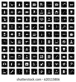 100 care icons set in grunge style isolated vector illustration