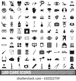 100 care icons set in simple style for any design vector illustration