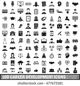 100 career development icons set. Simple illustration of 100 career development icons set for any design vector