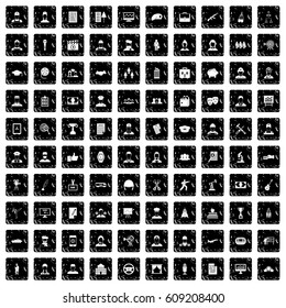 100 career icons set in grunge style isolated vector illustration