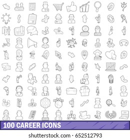 100 career icons set in outline style for any design vector illustration